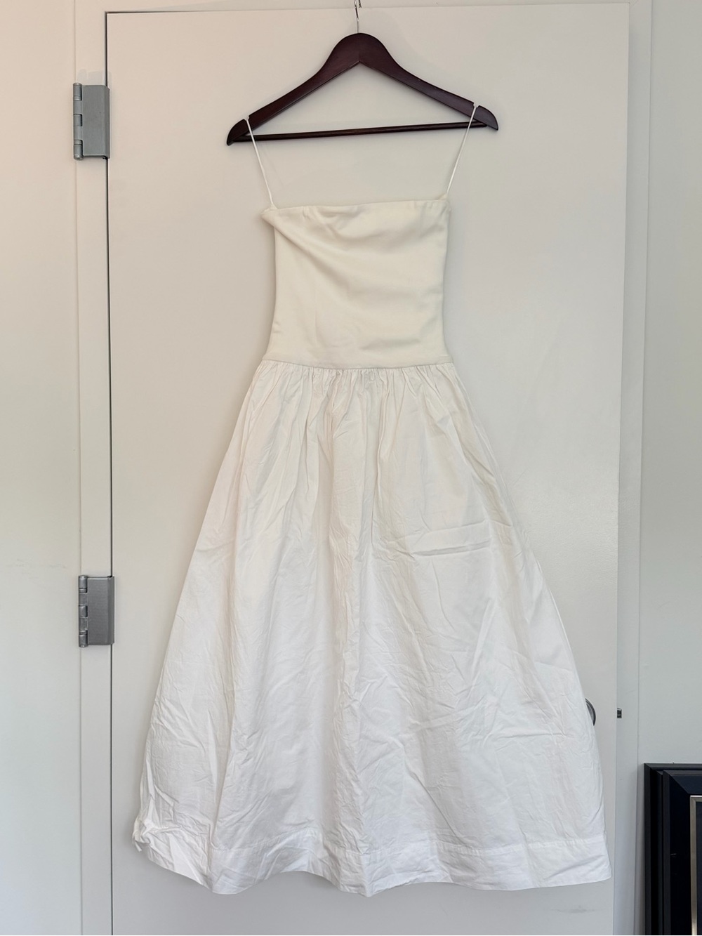 DISSH Izaiah White Cotton Midi Dress Dropped Waist Full Skirt US 4 / AU 8